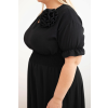 Dámské šaty Plus Size s výstřihem do V a s nařaseným pasem černé (Velikost universal, Barva Černá)