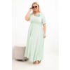 Dámské šaty Plus Size s výstřihem do V a nařaseným pasem mint (Velikost universal, Barva Mátový)