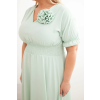 Dámské šaty Plus Size s výstřihem do V a nařaseným pasem mint (Velikost universal, Barva Mátový)