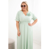 Dámské šaty Plus Size s výstřihem do V a nařaseným pasem mint (Velikost universal, Barva Mátový)