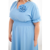 Dámské šaty Plus Size s výstřihem do V a nařaseným pasem modré (Velikost universal, Barva Modrý)