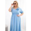 Dámské šaty Plus Size s výstřihem do V a nařaseným pasem modré (Velikost universal, Barva Modrý)