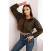 Semišová mikina na zip khaki (Velikost universal, Barva Khaki)
