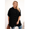 Dámská košile Plus Size z viskózy s delší zadní částí černá (Velikost universal, Barva Černá)