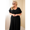 Dámské Plus Size šaty s řaseným pasem černé (Velikost universal, Barva Černá)