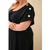 Dámské Plus Size šaty s řaseným pasem černé (Velikost universal, Barva Černá)