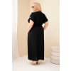 Dámské Plus Size šaty s řaseným pasem černé (Velikost universal, Barva Černá)