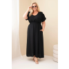 Dámské Plus Size šaty s řaseným pasem černé (Velikost universal, Barva Černá)