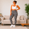 Extra pružné plussize legíny černo-hnědé