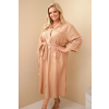 Dámské bavlněné košilové šaty Plus Size s páskem camel (Velikost universal, Barva Camelová)
