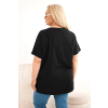 Dámská bavlněná halenka Plus Size s peříčky černá (Velikost universal, Barva Černá)