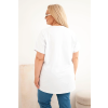 Dámská bavlněná halenka Plus Size s peříčky bílá (Velikost universal, Barva Bílá)