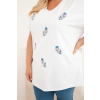Dámská bavlněná halenka Plus Size s peříčky bílá (Velikost universal, Barva Bílá)