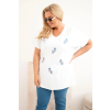 Dámská bavlněná halenka Plus Size s peříčky bílá (Velikost universal, Barva Bílá)