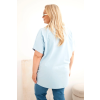 Dámská bavlněná halenka Plus Size s peříčky modrá (Velikost universal, Barva Modrý)