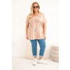 Dámská bavlněná halenka Plus Size s peříčky camel (Velikost universal, Barva Camelová)