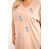 Dámská bavlněná halenka Plus Size s peříčky camel (Velikost universal, Barva Camelová)
