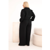 Dámský Plus Size komplet s košilí a širokými kalhotami černý (Velikost universal, Barva Černá)