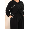 Dámský Plus Size komplet s košilí a širokými kalhotami černý (Velikost universal, Barva Černá)