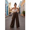 kalhoty široké nohavice hnědé