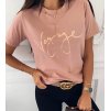 dámské triko růžové se zlatým potiskem na prsou