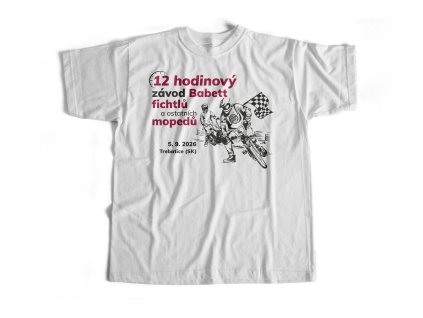 zavody mopedu tricko s potiskem bile 2026