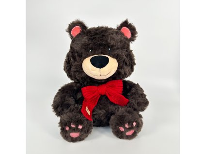Plyšový medvěd tmavý s šátkem-45 cm