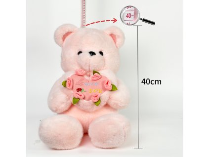 Medvidek velky růžový s srdcem LOVE-80cm