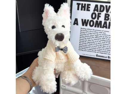 Plyšový psík luxusní- bílý 34 cm