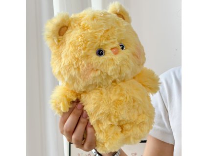 Žlutý luxusní medvídek se zlatými křídly- 19 cm