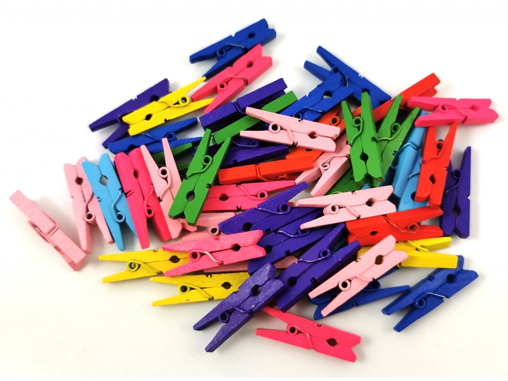 Kolíčky barevné 50 ks - 3 cm