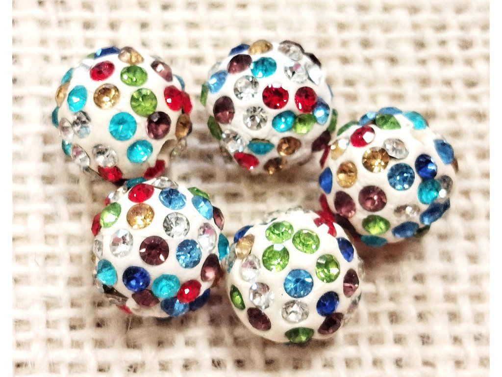 Korálky třpytivé - Shamballa 10mm - multicolor