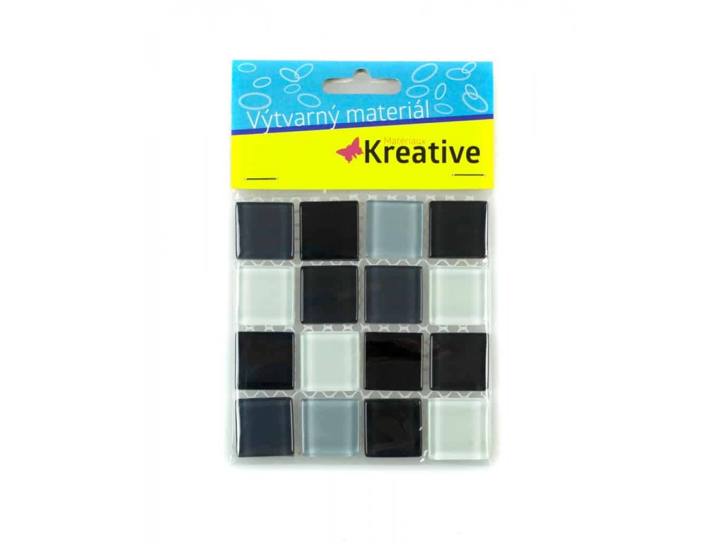 Skleněné mozaikové kamínky - černo - šedý mix