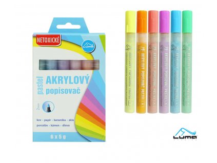 Akrylové popisovače 6 ks - Pastel