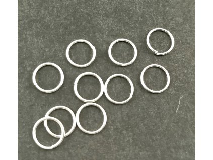 Kroužek kovový jednoduchý - stříbro - 8 mm - 10 kusů