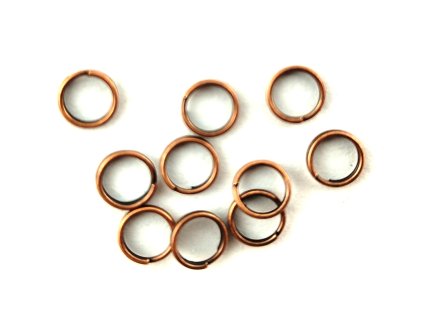 Kroužek kovový dvojitý - staroměď - 6mm - 10 kusů