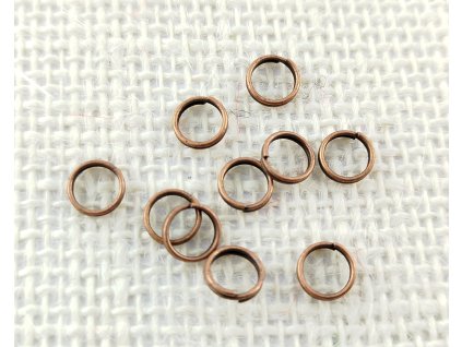 Kroužek kovový dvojitý - staroměď - 8mm - 10 kusů