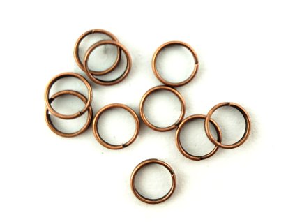 Kroužek kovový dvojitý - staroměď - 10mm - 10 kusů