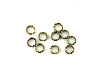 Kroužek kovový dvojitý - staromosaz - 4mm - 10 kusů