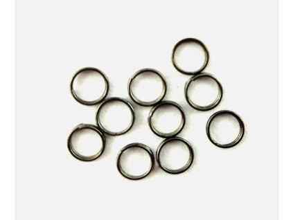 Kroužek kovový dvojitý - černý nikl - 6mm - 10 kusů