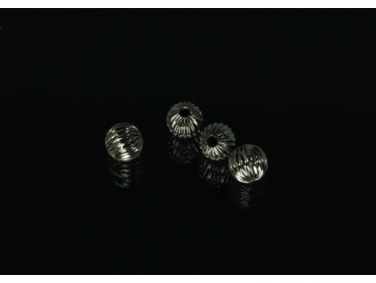 Korálky kovové vroubkované kulaté černý nikl