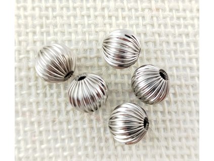 Korálky kovové vroubkované - kulaté 10mm - platina