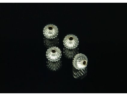 Korálky kovové vroubkované kulaté galvanizace platina