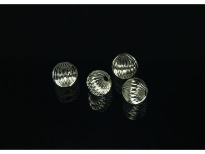 Korálky kovové vroubkované kulaté galvanizace stříbro