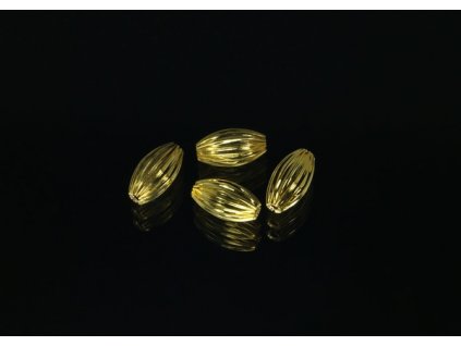 Korálky kovové vroubkované oválné galvanizace zlato