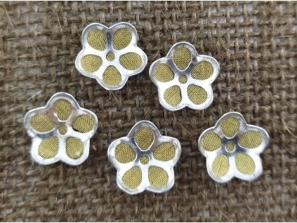 Ozdobný komponent - květ - mistička s kovovou síťkou