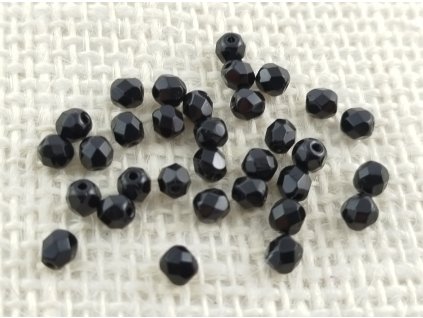 Korálky skleněné - ohňovky - 4 mm - černá
