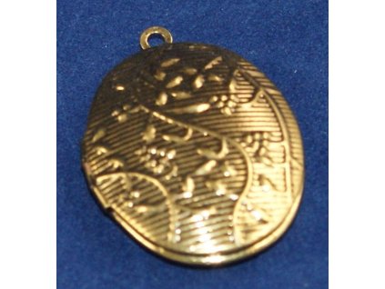 Medailon rozevírací - starozlato, ovál, 32 x 23 mm