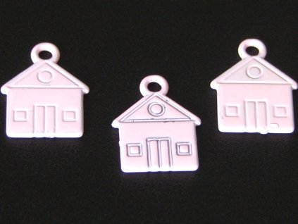 Přívěsek - barevný kov - růžový domeček