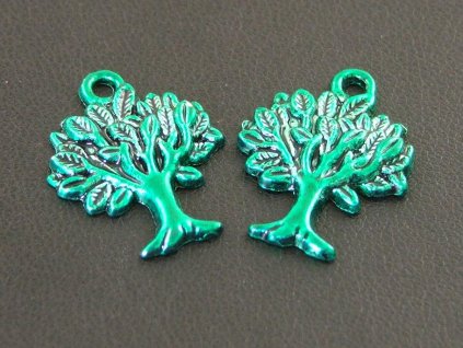 Přívěsek - barevný kov - zelený strom